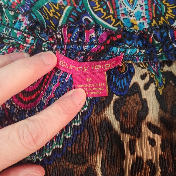 Sunny Leigh Multicolor Paisley and Leopard Blouse - Picture 2 of 14